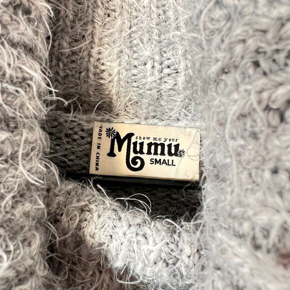 Show Me Your Mumu Gray Fatima Hi-Low Fuzzy Wool Sweater Small Cozycore Lagenlook - Picture 4 of 6